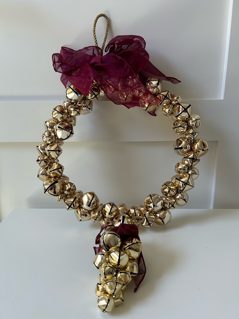 Pottery Barn Gold Jiggle Bell Wreath and Door Hanger/Decor